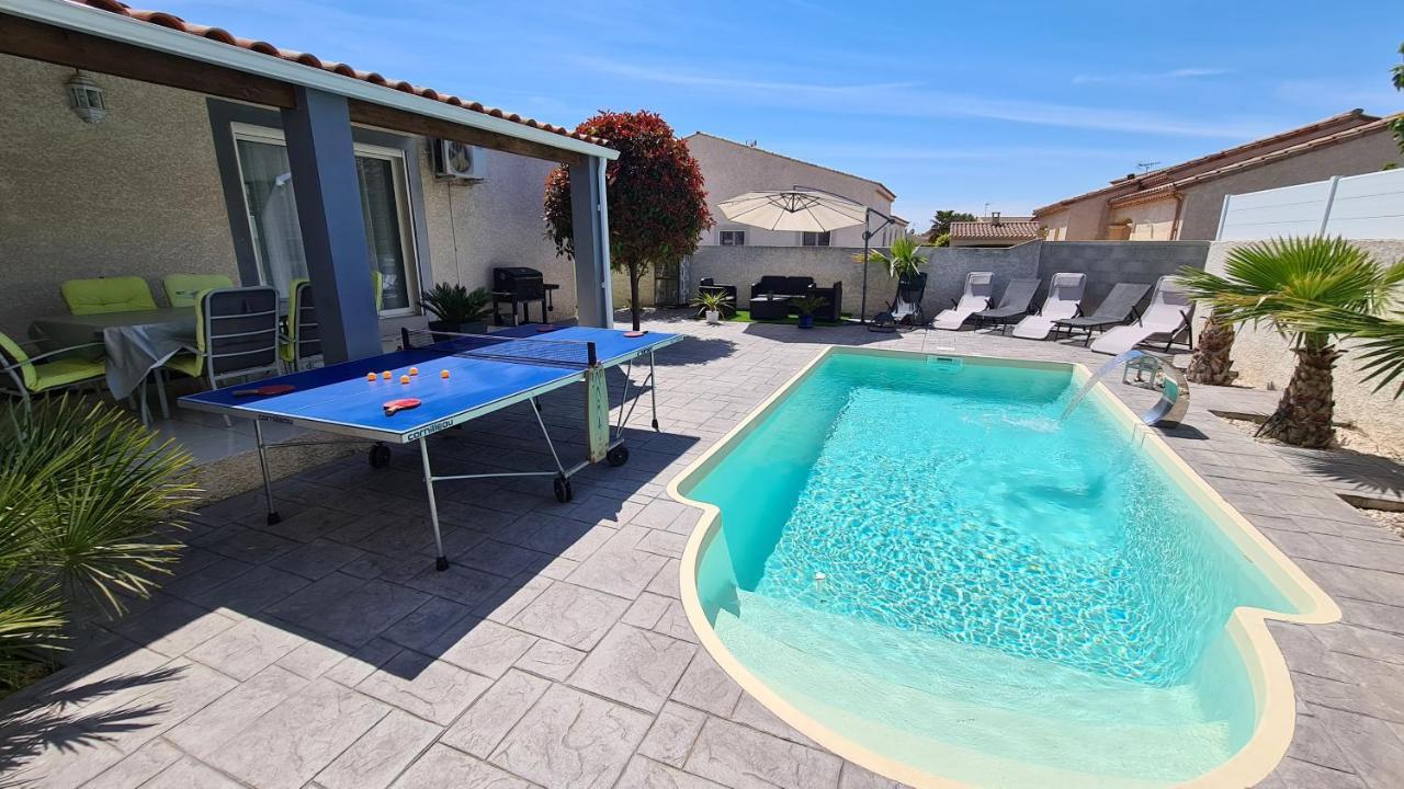 Villa Piscine De La Garrigue Florensac Exteriör bild